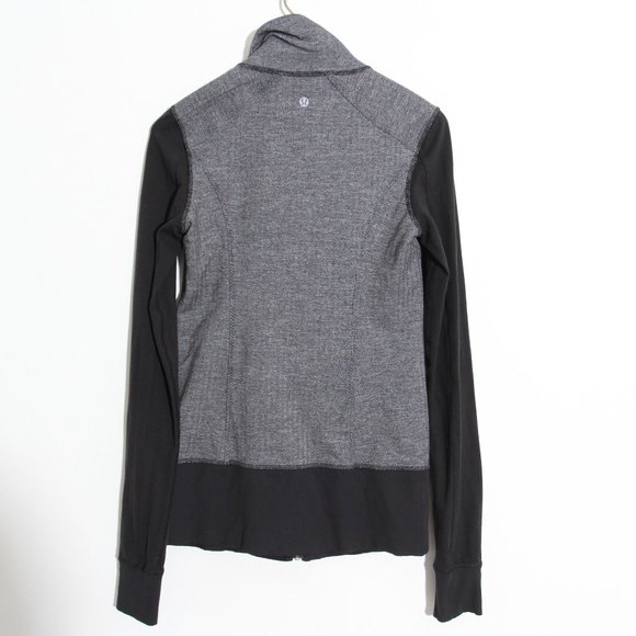 Lululemon Nice Asana Jacket Herringbone Heathered Slate Black Full Zip Luon Sz 6 - Picture 12 of 15